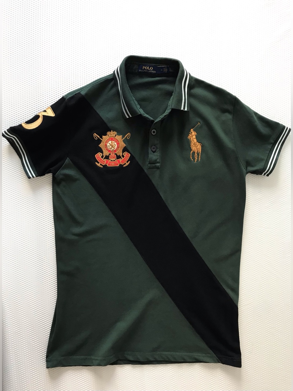 Polo Ralph Lauren Black Watch Big Pony #3 Crest Polo Shirt Green XL slim fit EUC